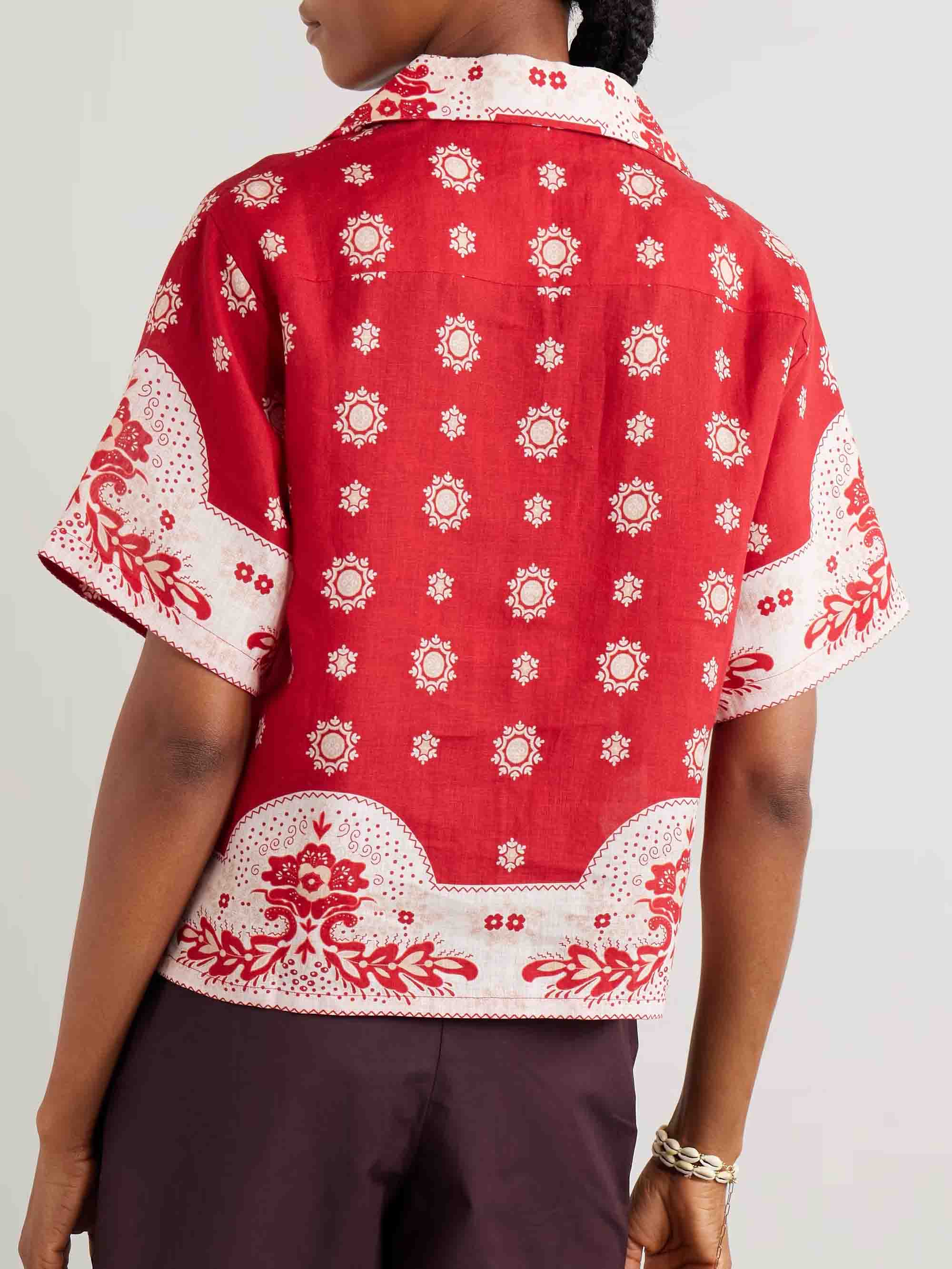 Retro Bright Floral Print Casual Shirt