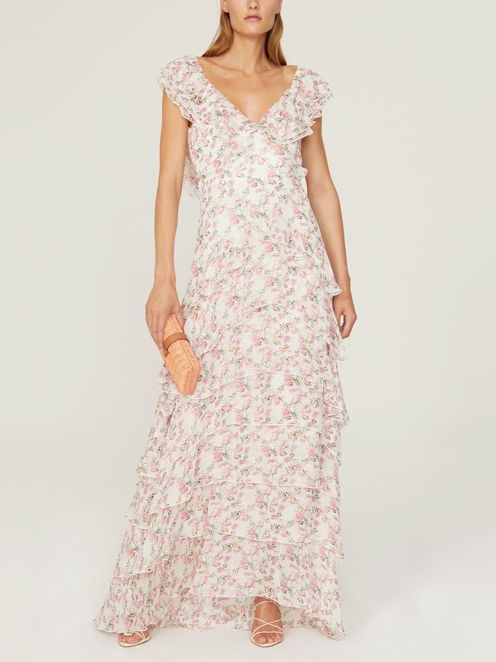 Ruffled Floral Maxi Dress 