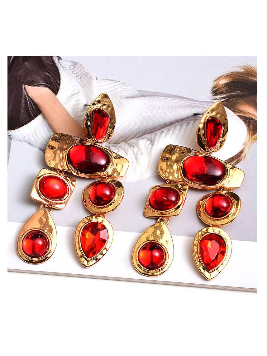 Water Drop Colored Rhinestone Earrings