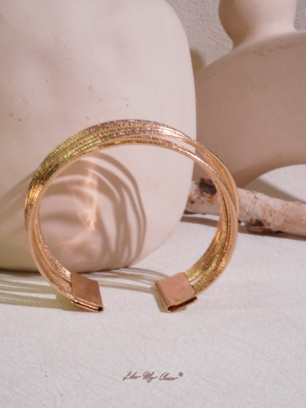 Metal Frosted Multi-Layered Bracelet Geometric Stacking Bracelet