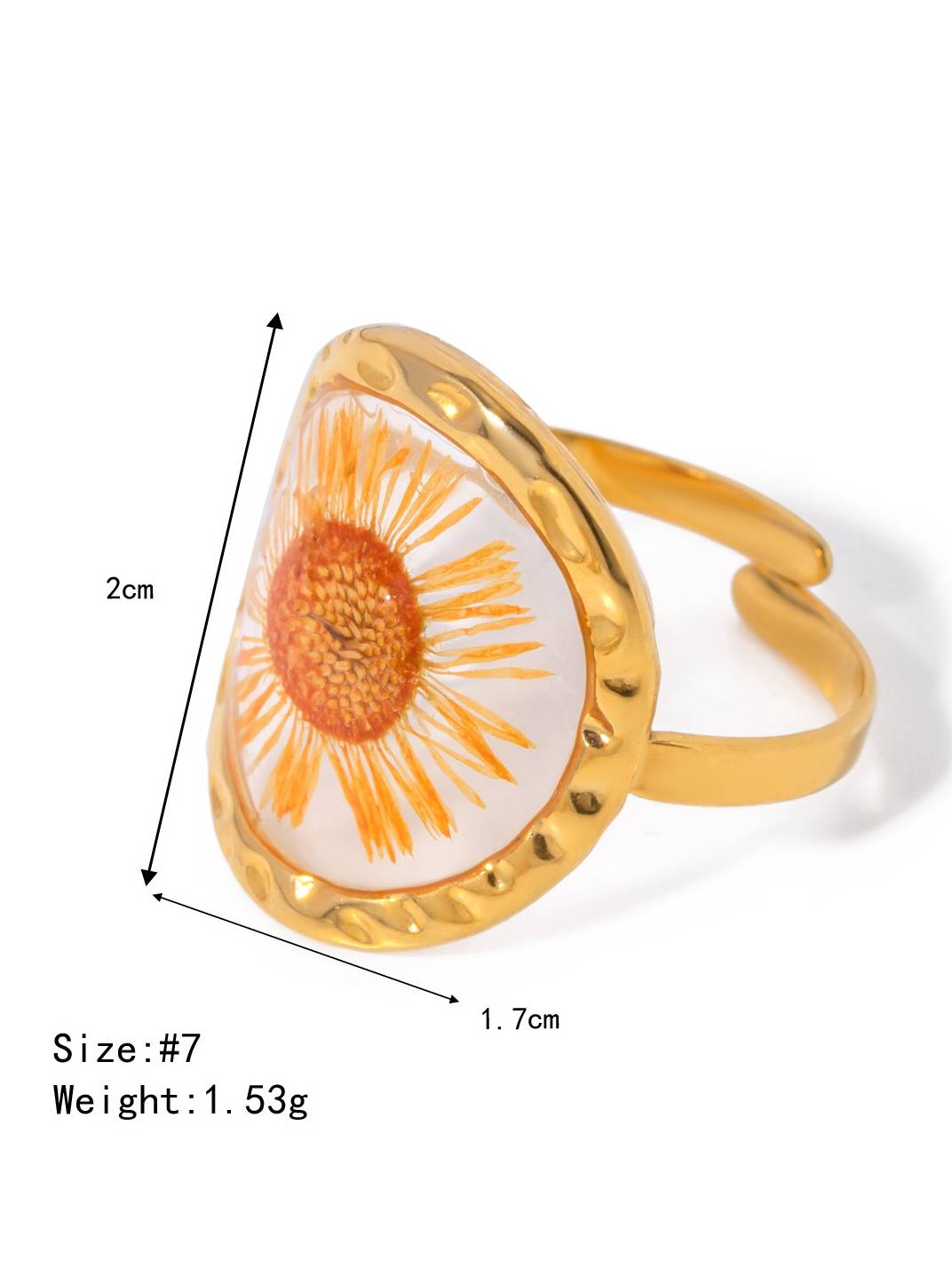 Sunflower Four-leaf Clover Eternal Flower Ring