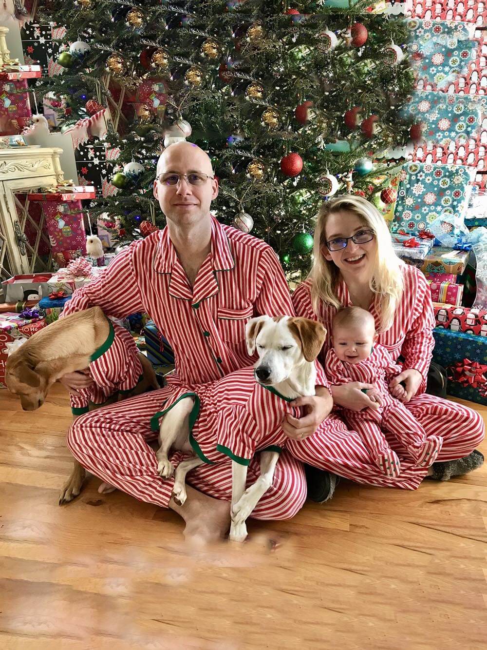 Christmas Striped Print Parent Child Pajama Set