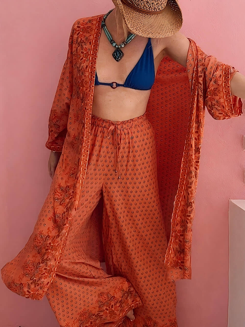 Unique Satin Floral Print Loose Oversized Cardigan Shirt