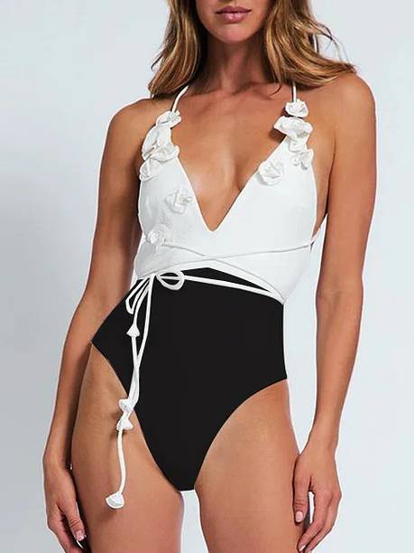 Three-Dimensional Flower One-Piece Swimsuit