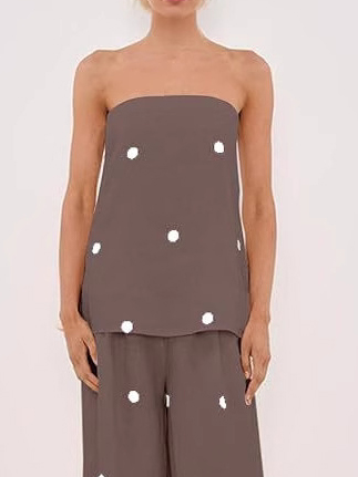 Classic Polka Dot Print Off-Shoulder Tank Top