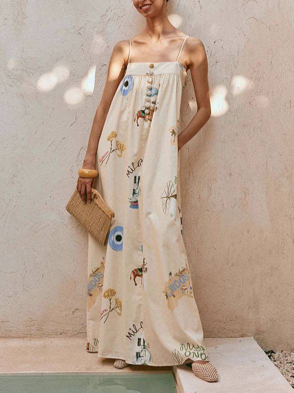 Sling Printed Maxi Dress