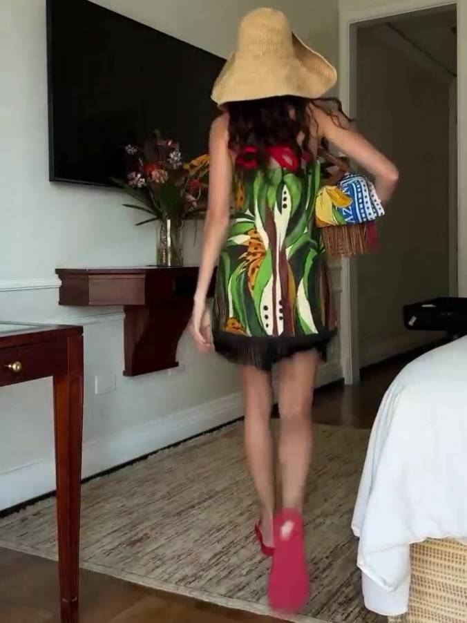 Unique Printed Tassel Sling Dress