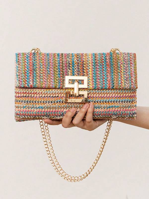 Straw Minimalist Clutch Chain Bag
