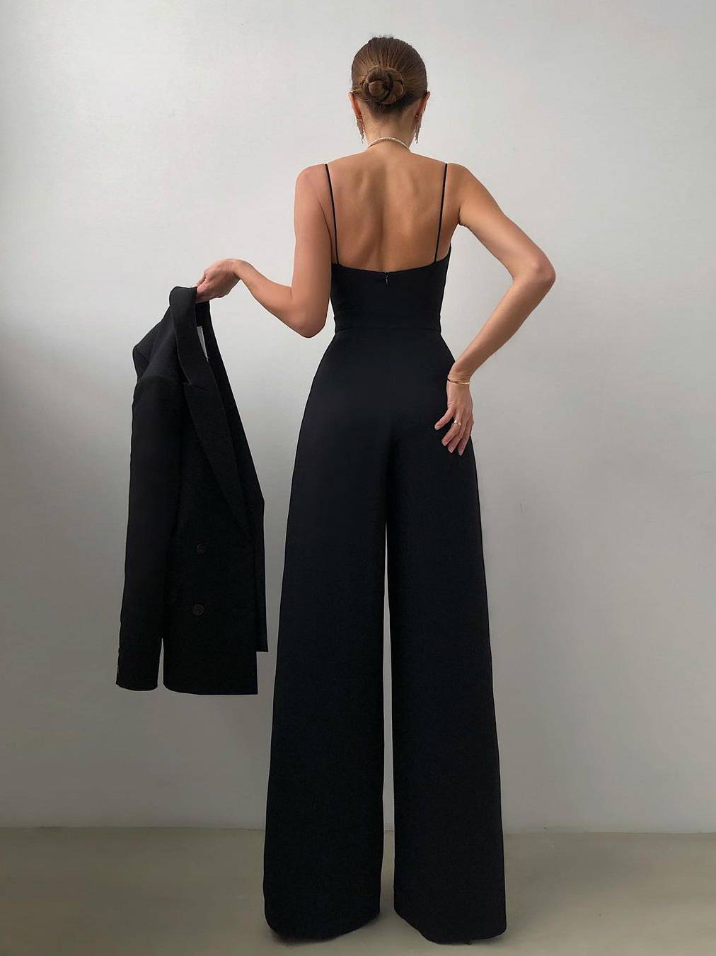 Suspender Tight Waist Straight Mopping Minimalist Jumpsuit