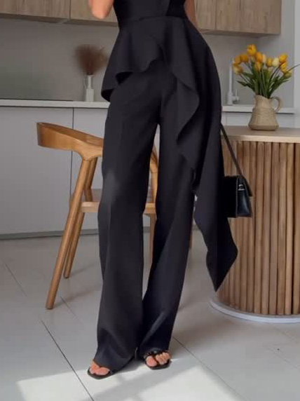 Elegant High-Waisted Side-Zip Trousers