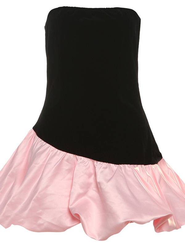 Velvet Tube Top With Bud Mini Dress