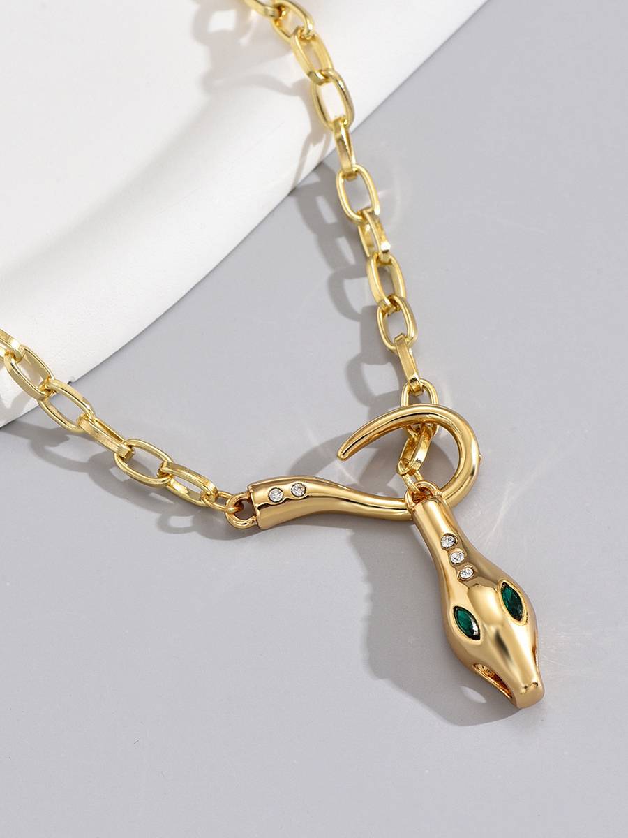 Snakehead Rhinestone Clavicle Necklace