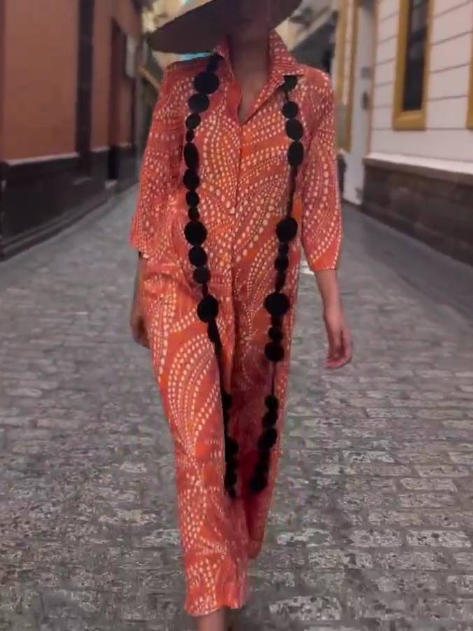 Unique Printed Loose Shirt Dress