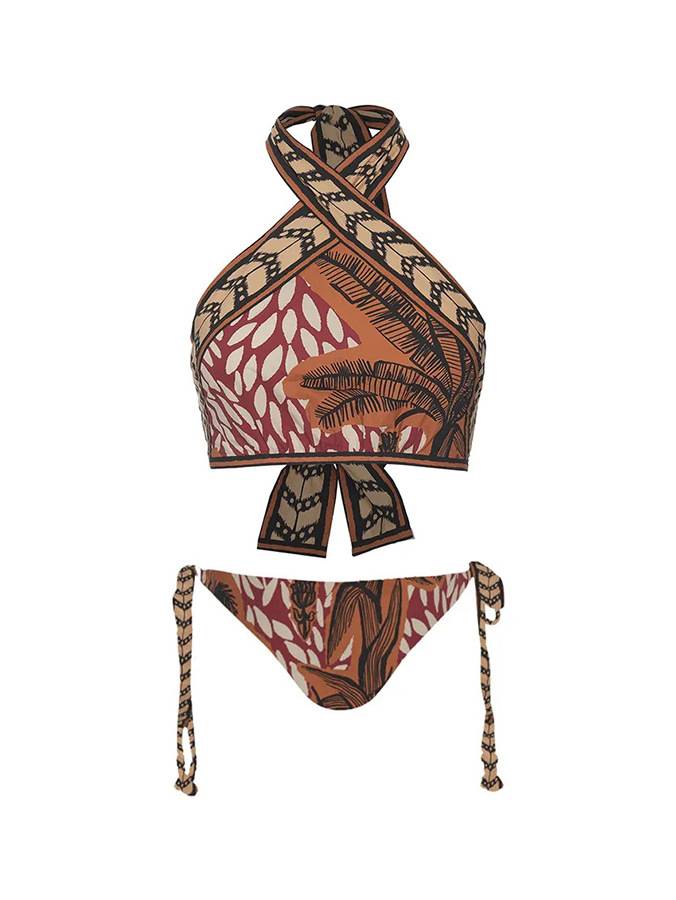 Printed Halter Neck Bikini Set