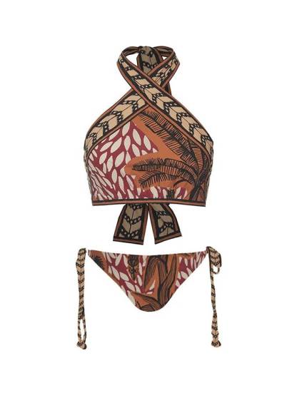 Printed Halter Neck Bikini Set