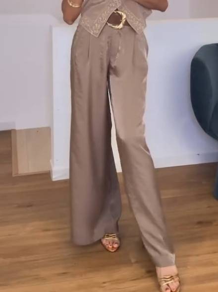 Holiday Style Camisole And Wide Leg Pants Set-Pants