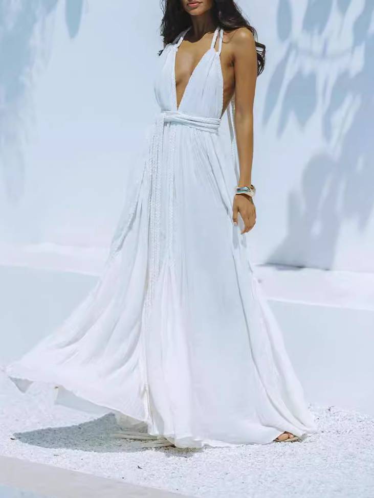 Large Swing Backless Strap Dress