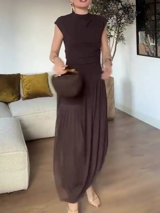 Unique Design Half Sleeve Maxi Dress