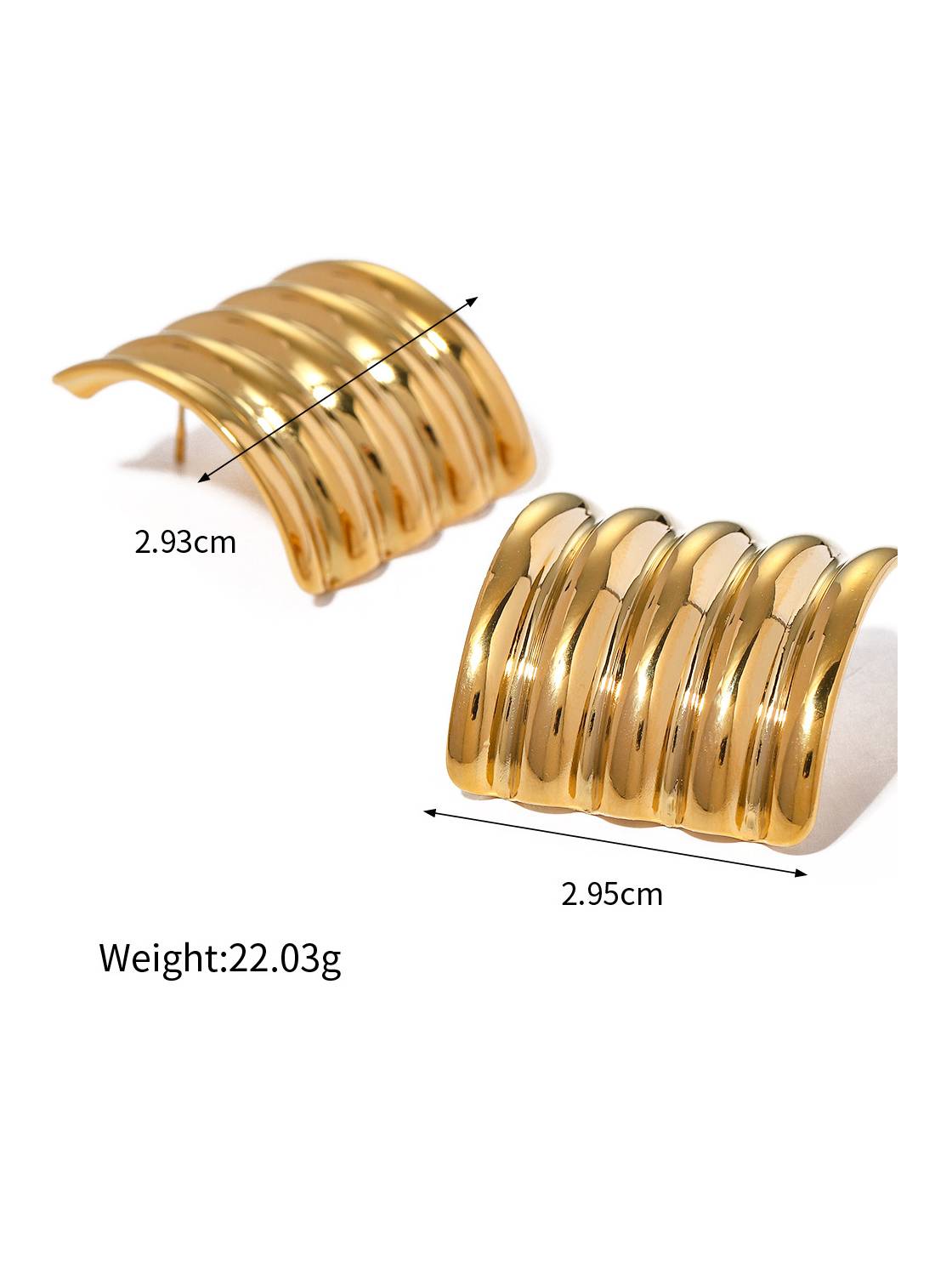 Square Large Wave Ribbed Earrings