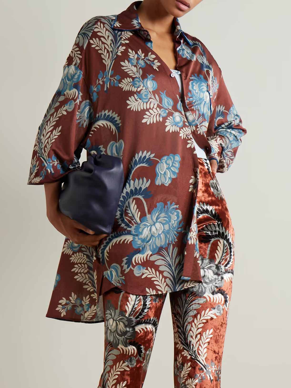 Exquisite Retro Folk Style Floral Print Long-sleeved Shirt