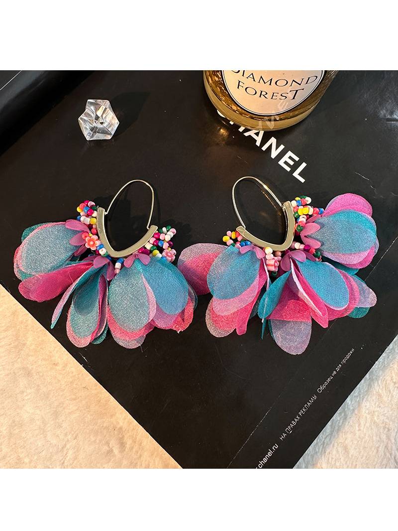 Colorful Tassel Petal Earrings