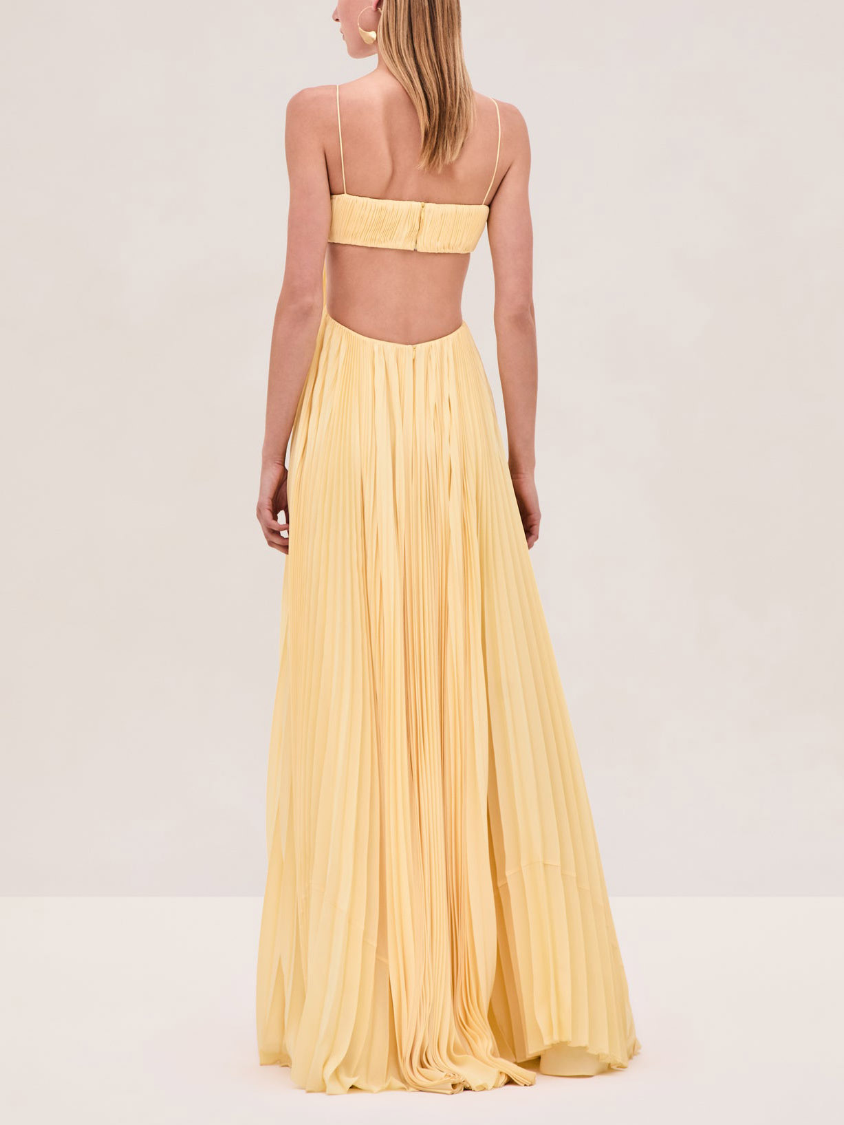 Elegant Pleated Cutout Flowy Party Maxi Dress