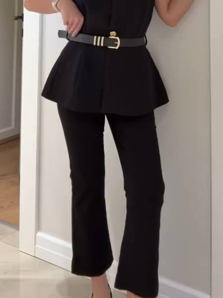 Minimalist Vest Flared Pants Suit-pants