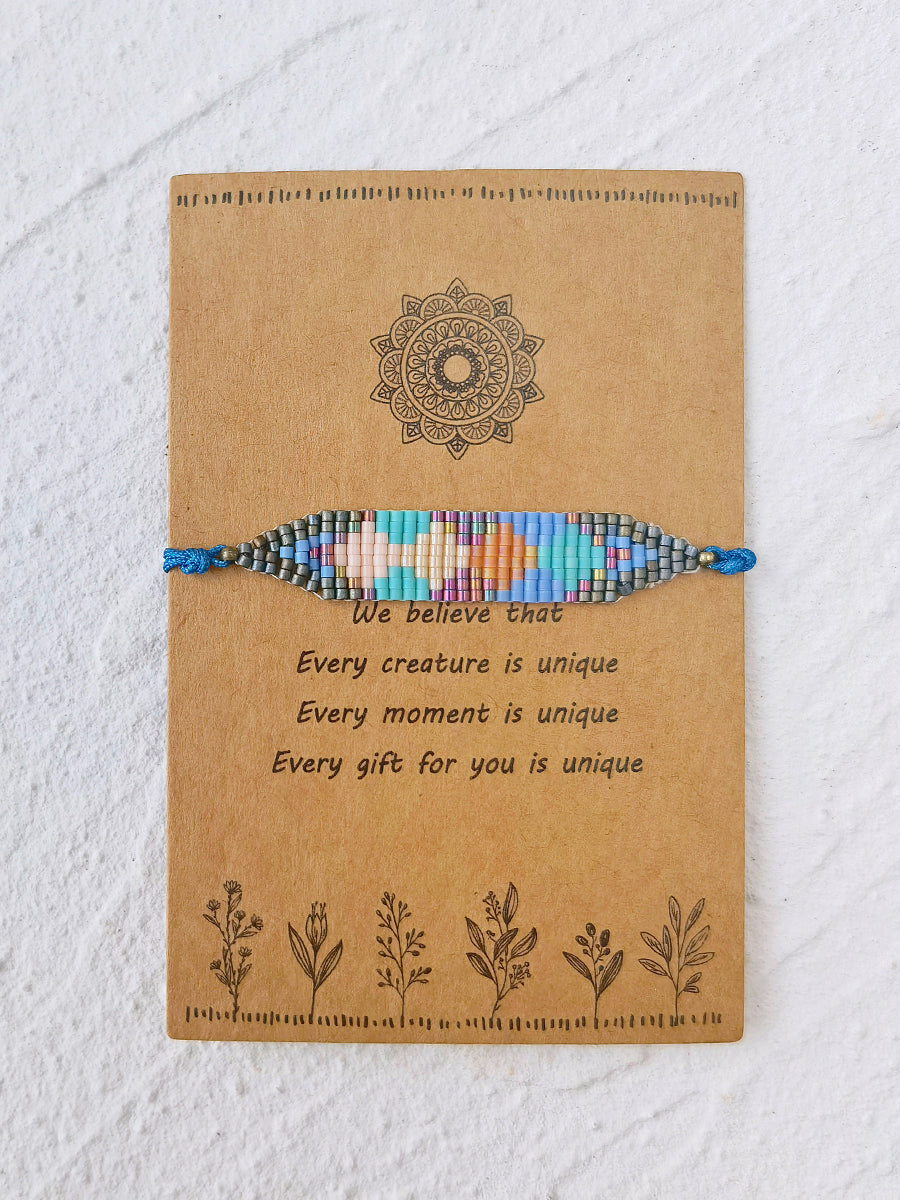 Adjustable Drawstring Beaded Bracelet Poppy Rainbow