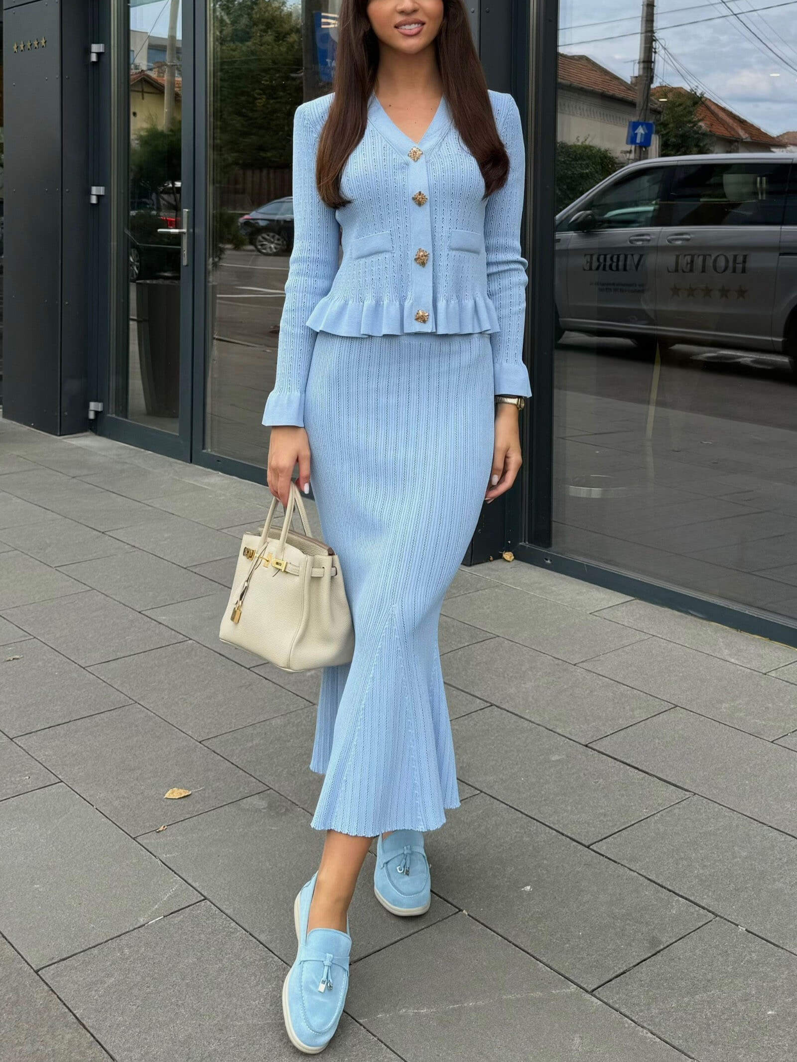 Exquisite Hollow Knitted Long-sleeved Cardigan