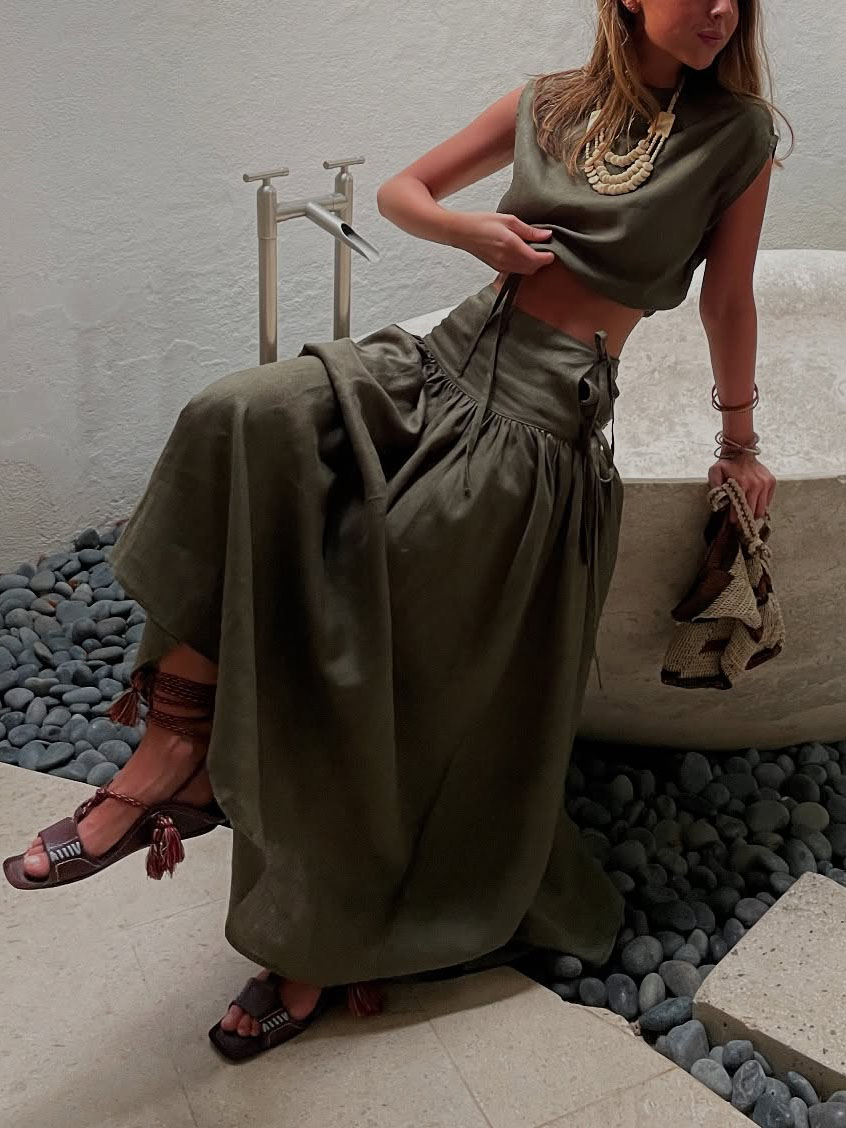 Casual Drawstring Short Tank Top