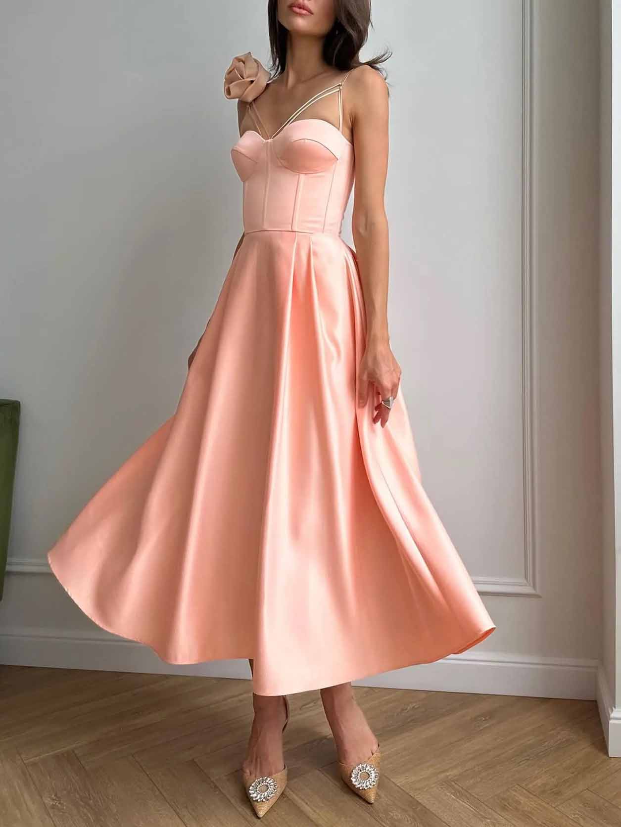 Elegant Slip Floral Midi Dress