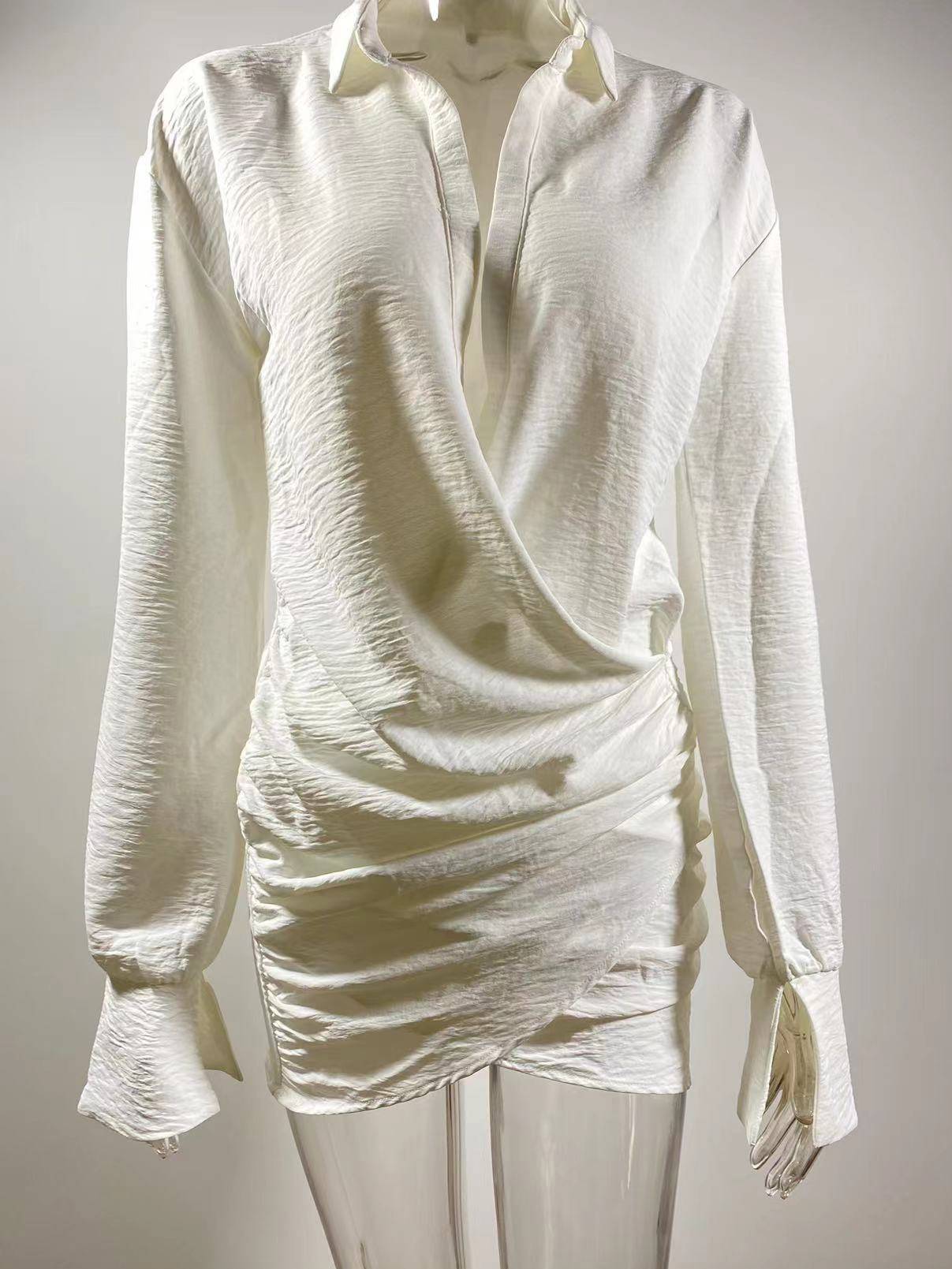 Deep V Hip-hugging Shirt Dress