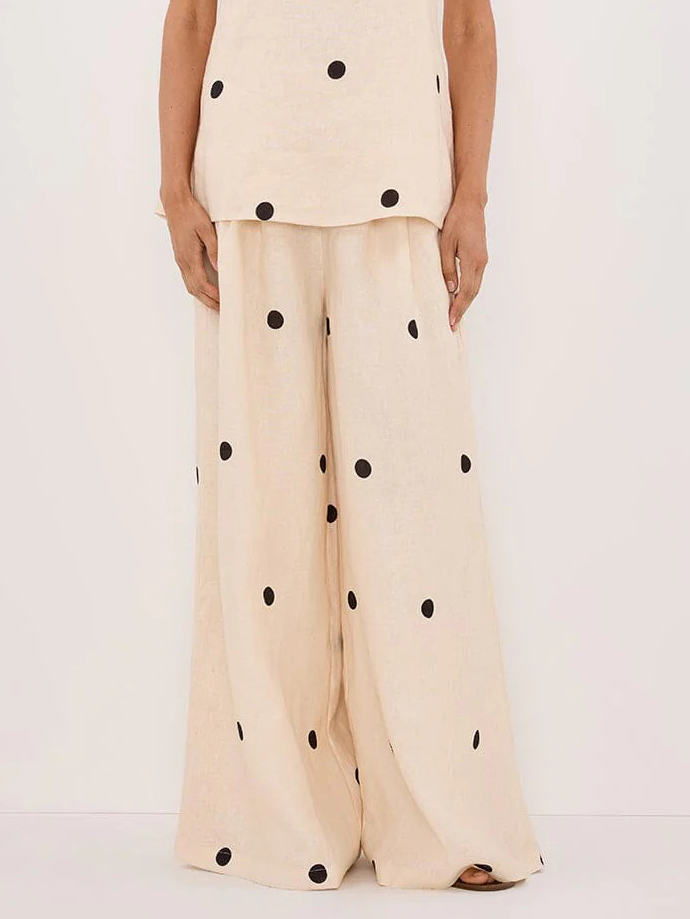 Casual Classic Polka Dot Print Loose Wide-leg Pants