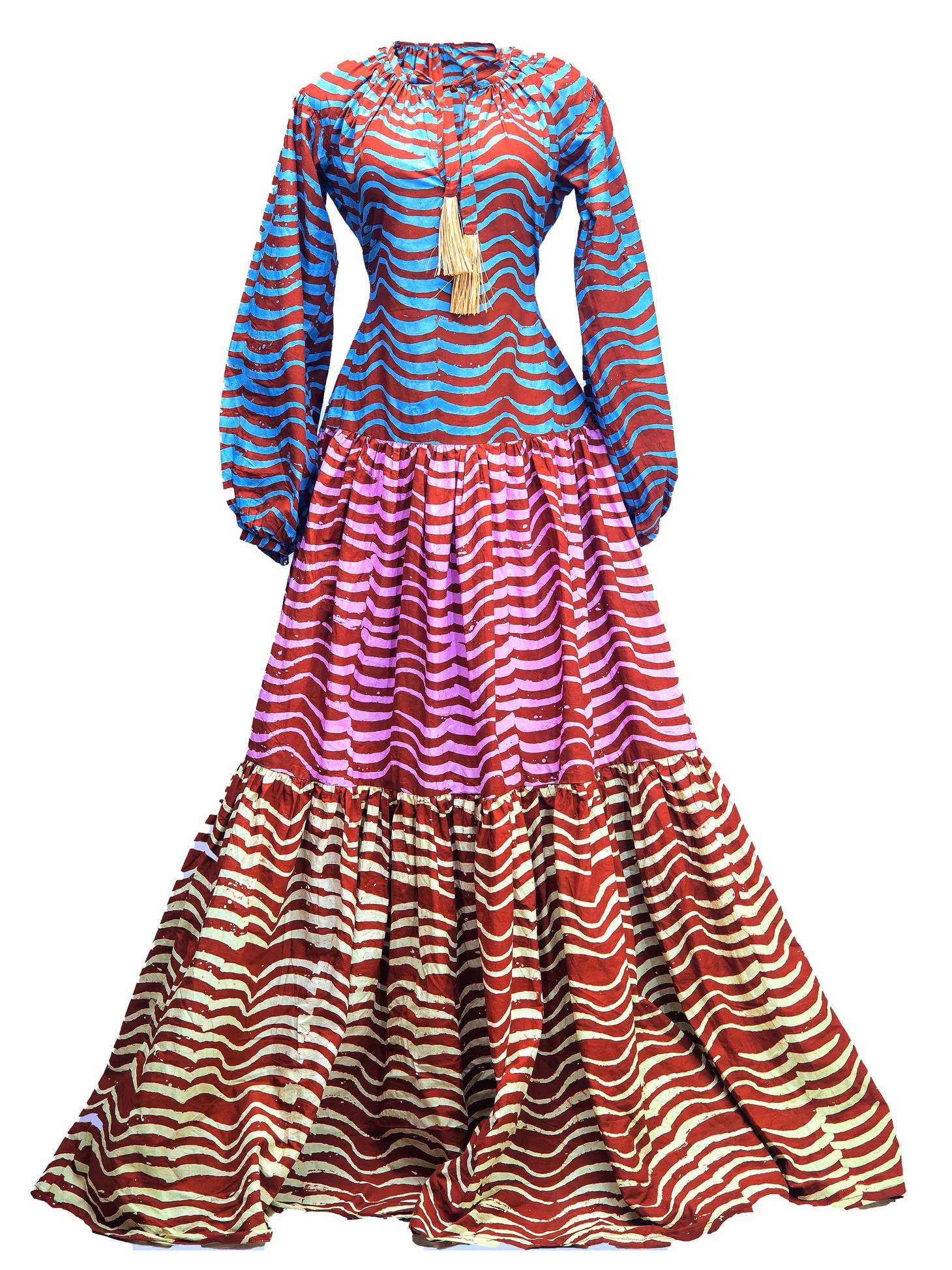 V-neck Striped Contrast Color Dress