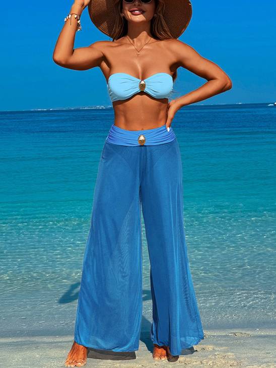 Bikini Wide Leg Pants Beach Three-Piece Set