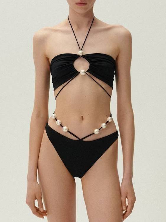 Halter Neck Three-Piece Bikini Beach Dress Set