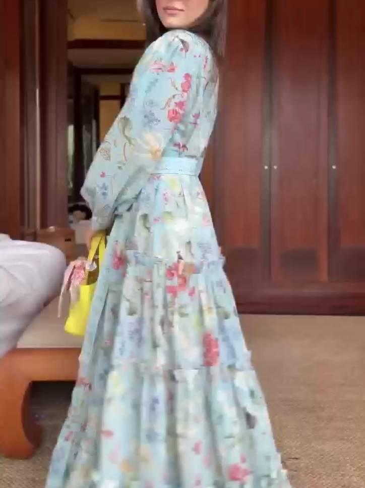 Unique Printed Belt Dress