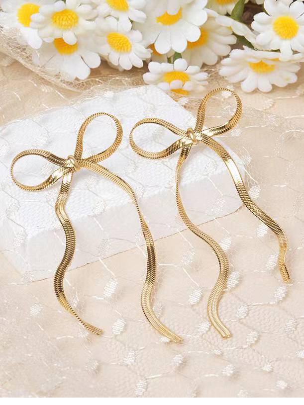 Bow Long Chain Earrings