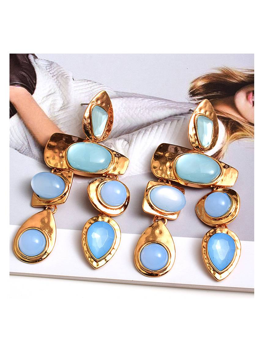 Water Drop Colored Rhinestone Earrings