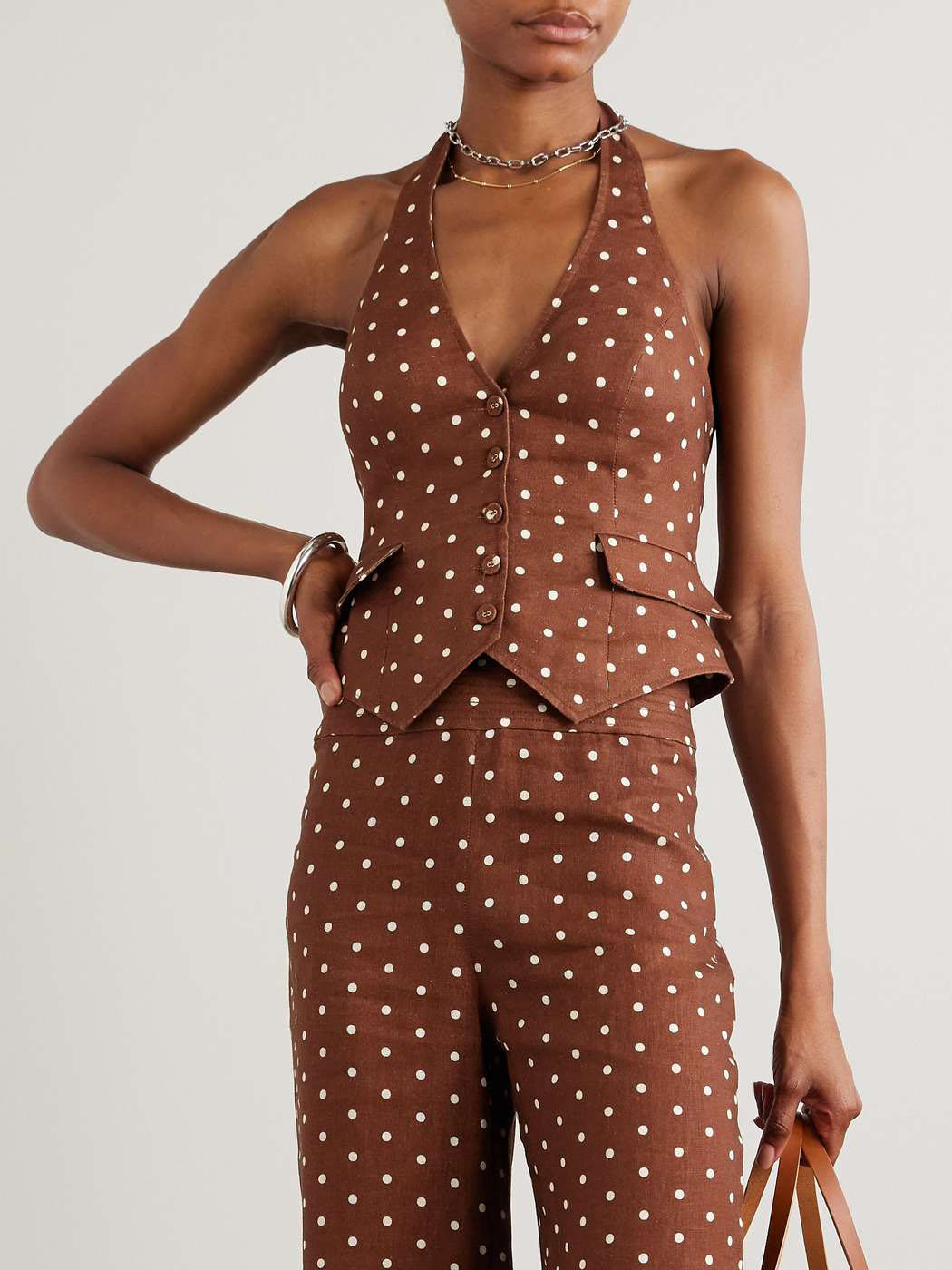 Exquisite Polka Dot Print Suit Vest