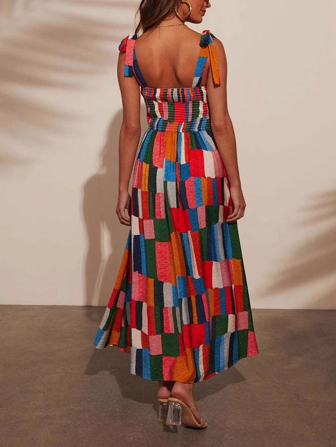 Rainbow Suspender Print Dress