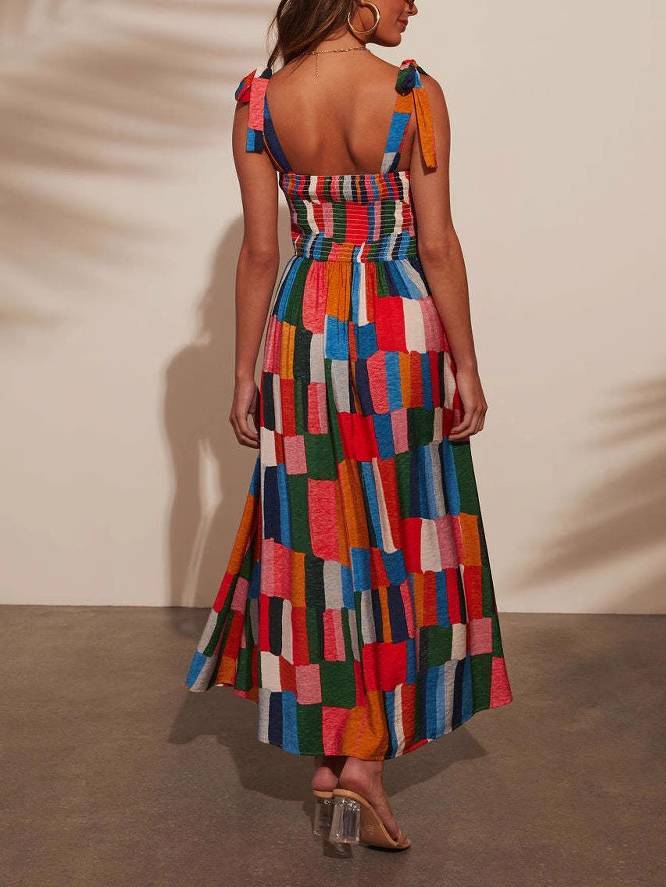 Rainbow Suspender Print Dress