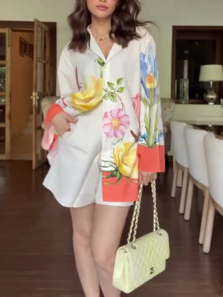 Unique Print Shirt And Shorts Suit