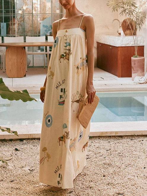 Sling Printed Maxi Dress