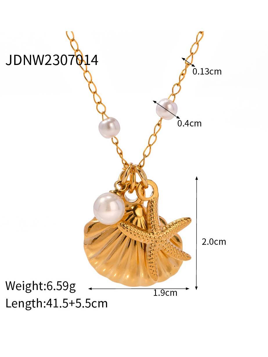 Shell Starfish Pearl Earrings And Necklace