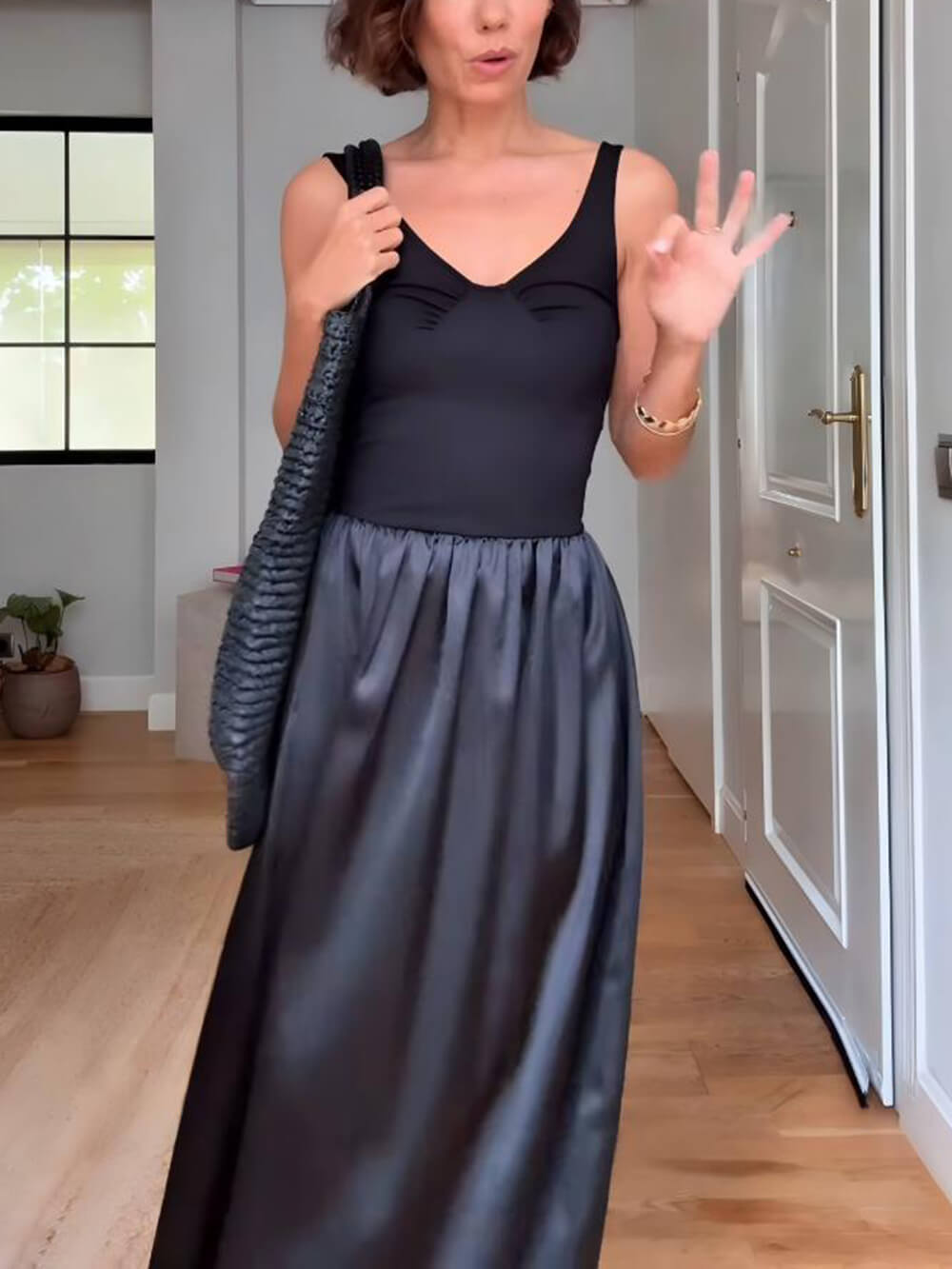 Summer Classic Vest Top With Pleated Maxi Dress