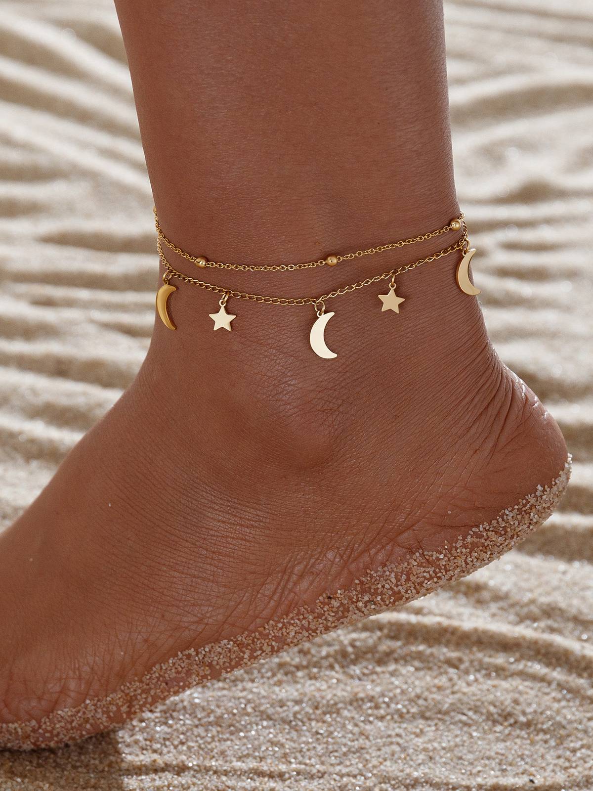 Four Leaf Clover Butterfly Star Moon Anklet