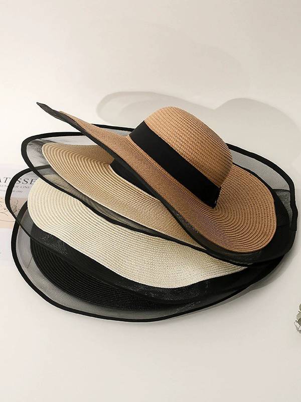 Mesh splicing Beach Seaside Vacation Straw Hat