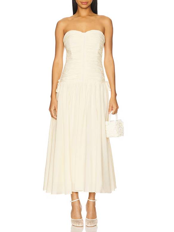 Tube Top Pleated Midi Dress