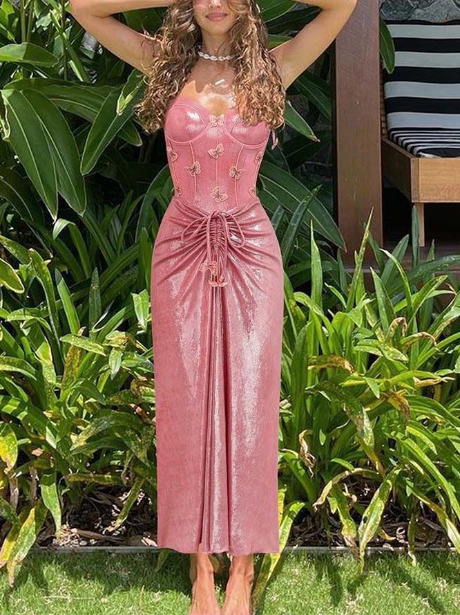 Sweetie Butterfly Embellished Shiny One-piece Swimsuit